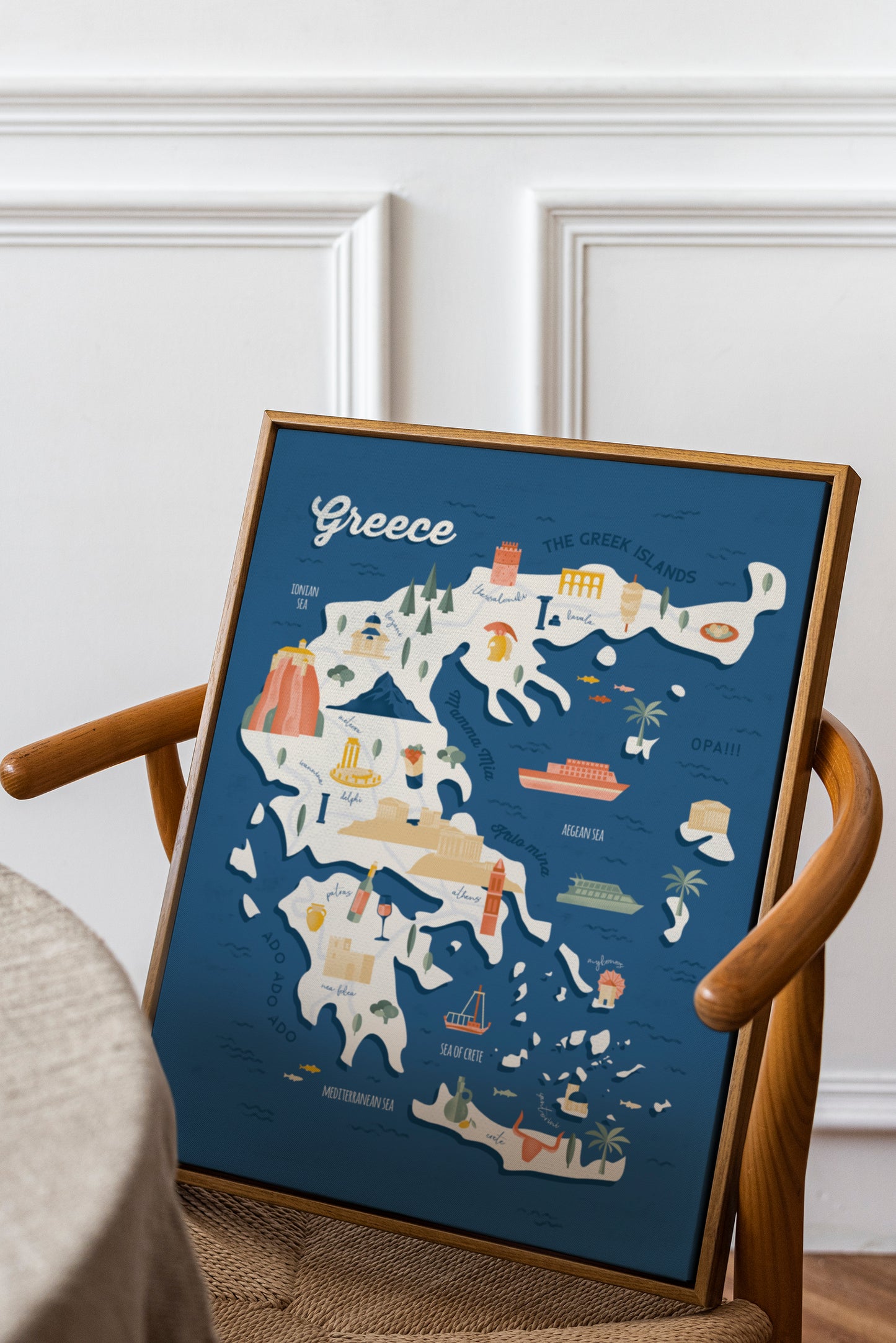 Greece Map Art Print / European Print / Greece Travel Poster Design / European Art / Map Wall Art Print / Gift for Travelers / Wall Decor