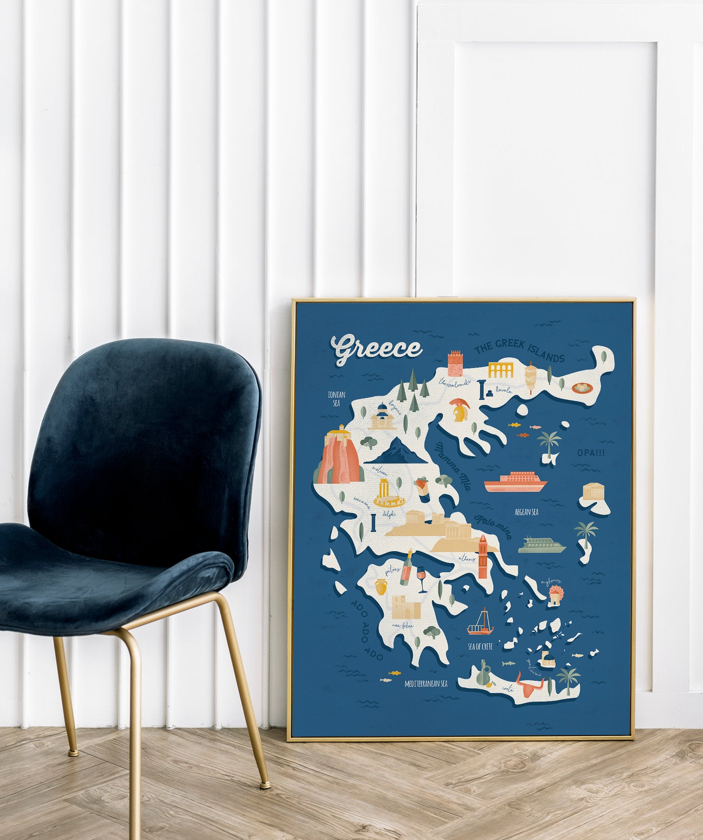 Greece Map Art Print / European Print / Greece Travel Poster Design / European Art / Map Wall Art Print / Gift for Travelers / Wall Decor