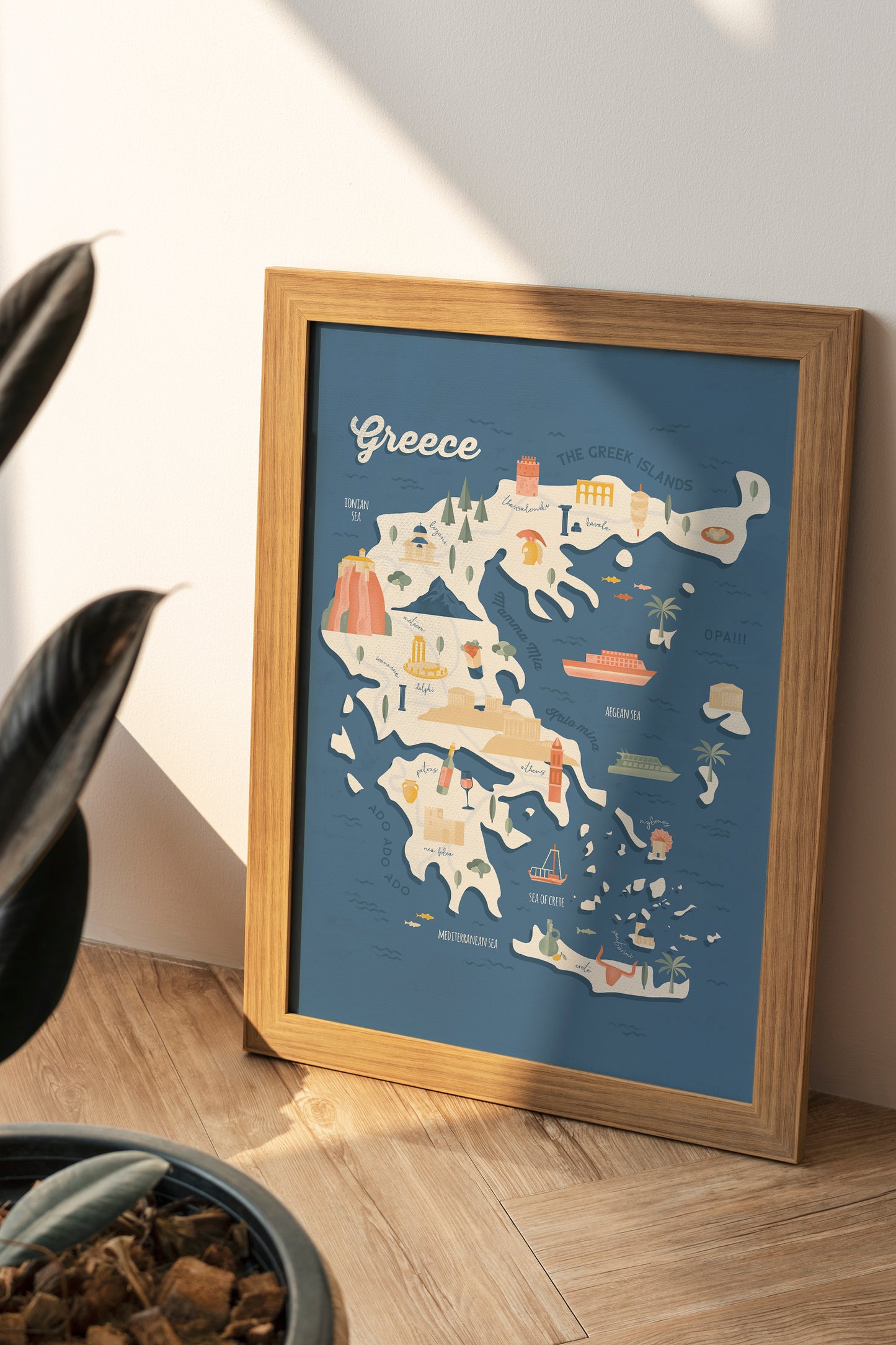 Greece Map Art Print / European Print / Greece Travel Poster Design / European Art / Map Wall Art Print / Gift for Travelers / Wall Decor