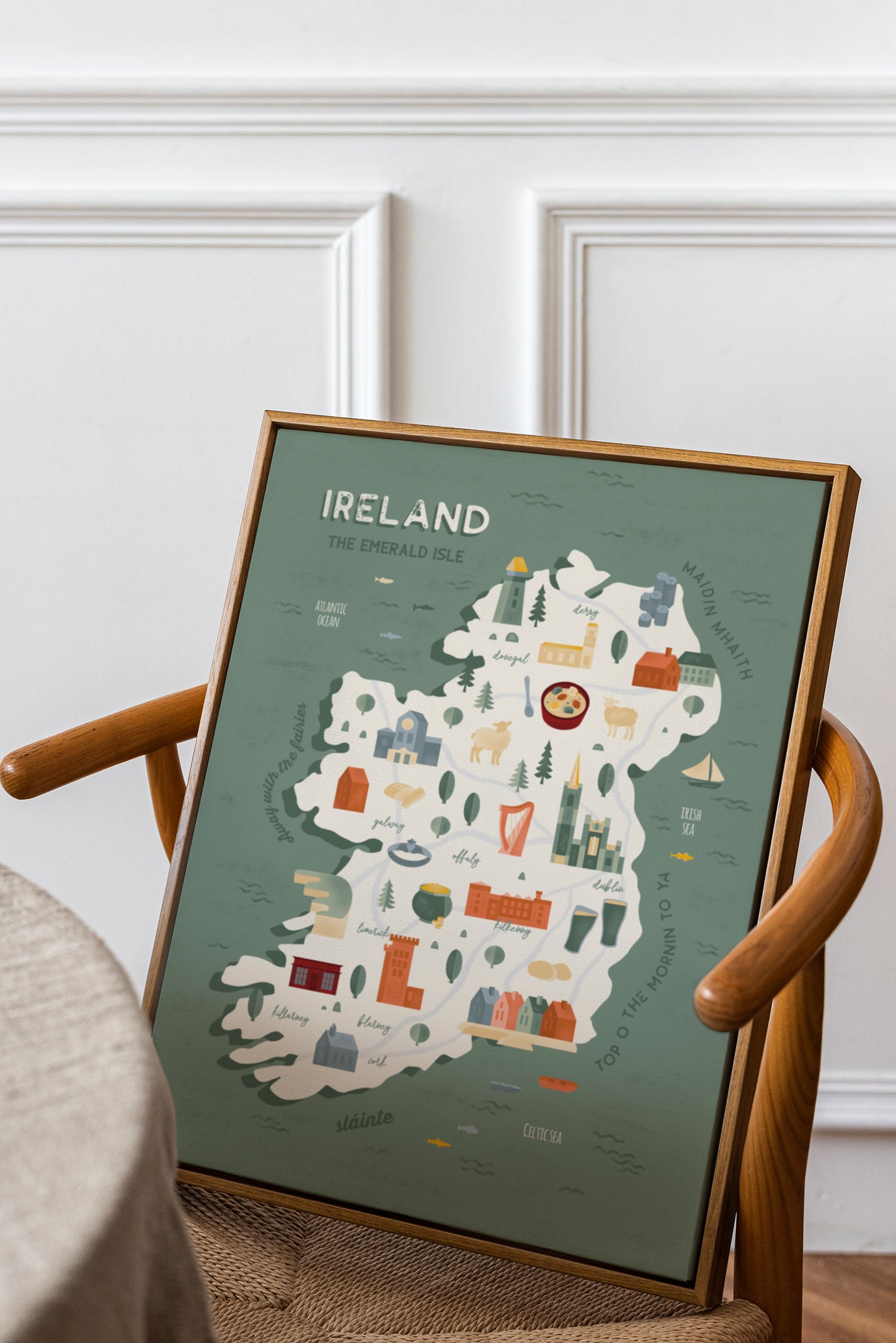 Ireland Map Art Print / Ireland Travel Poster Design / European Art / Map Wall Art Print / Gift for Travelers / Wall Decor