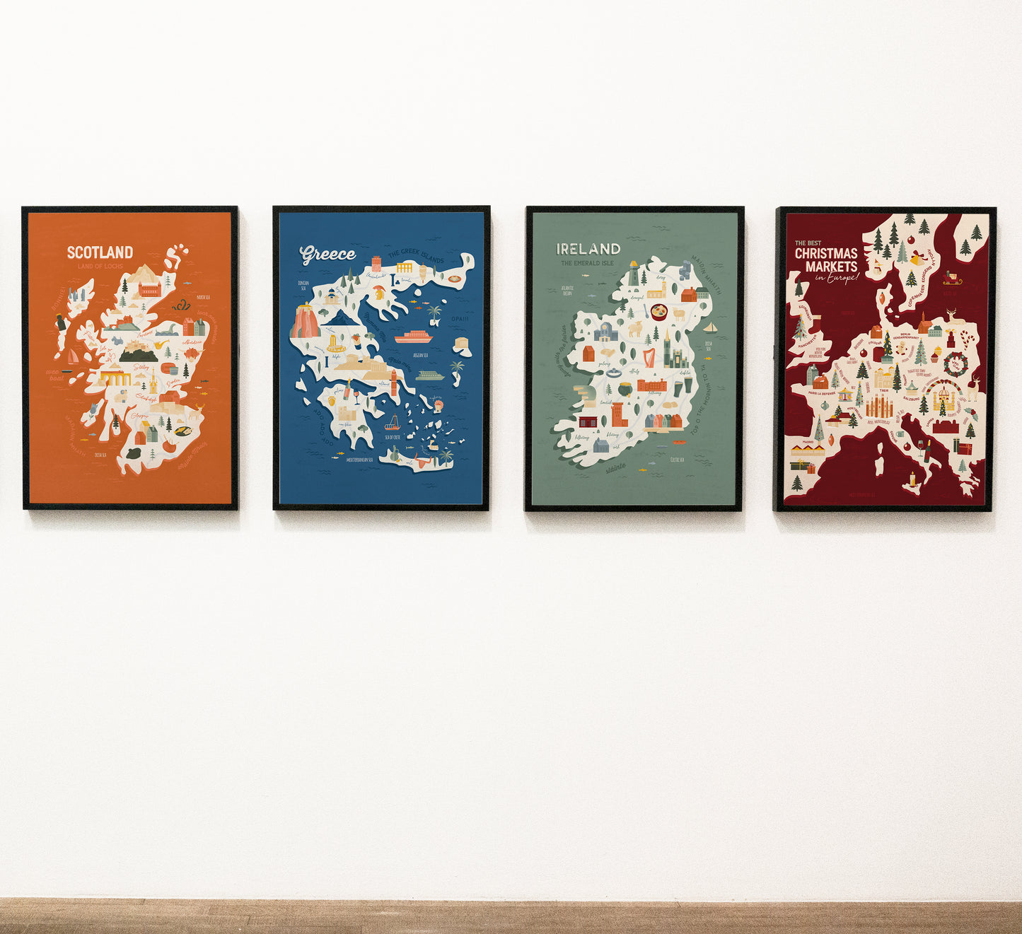 Scotland Map Art Print / Scotland Travel Poster Design / European Art / Map Wall Art Print / Gift for Travelers / Wall Decor