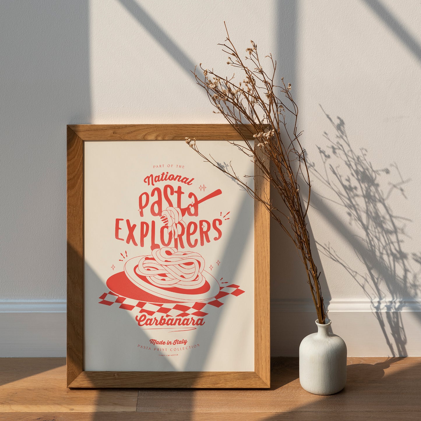 Retro Pasta Carbonara Poster | Italian Pasta Art Print