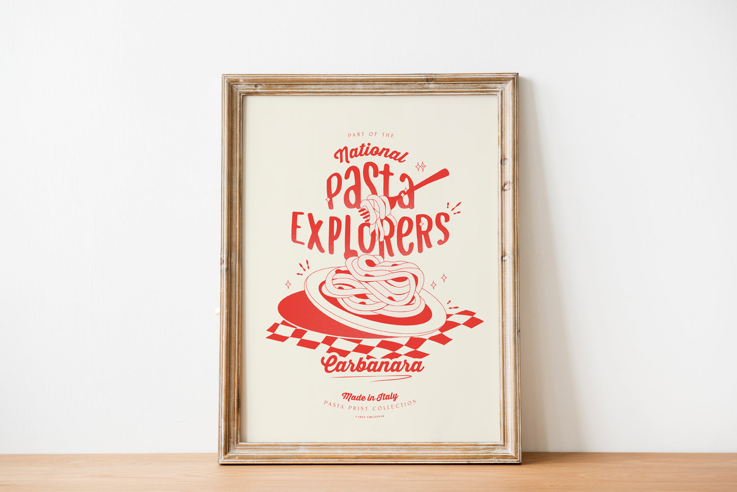 Retro Pasta Carbonara Poster | Italian Pasta Art Print