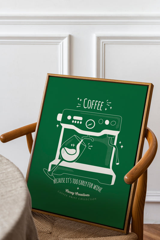 Retro Coffee Art Print | Coffee Before Wine Poster