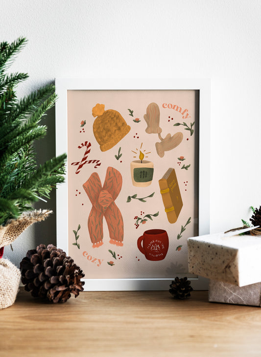 Christmas Poster - Comfy Cozy | Holiday Quote Print