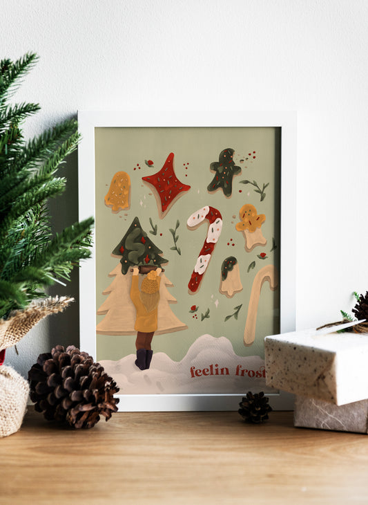 Christmas Poster - Feelin Frosty | Holiday Quote Print