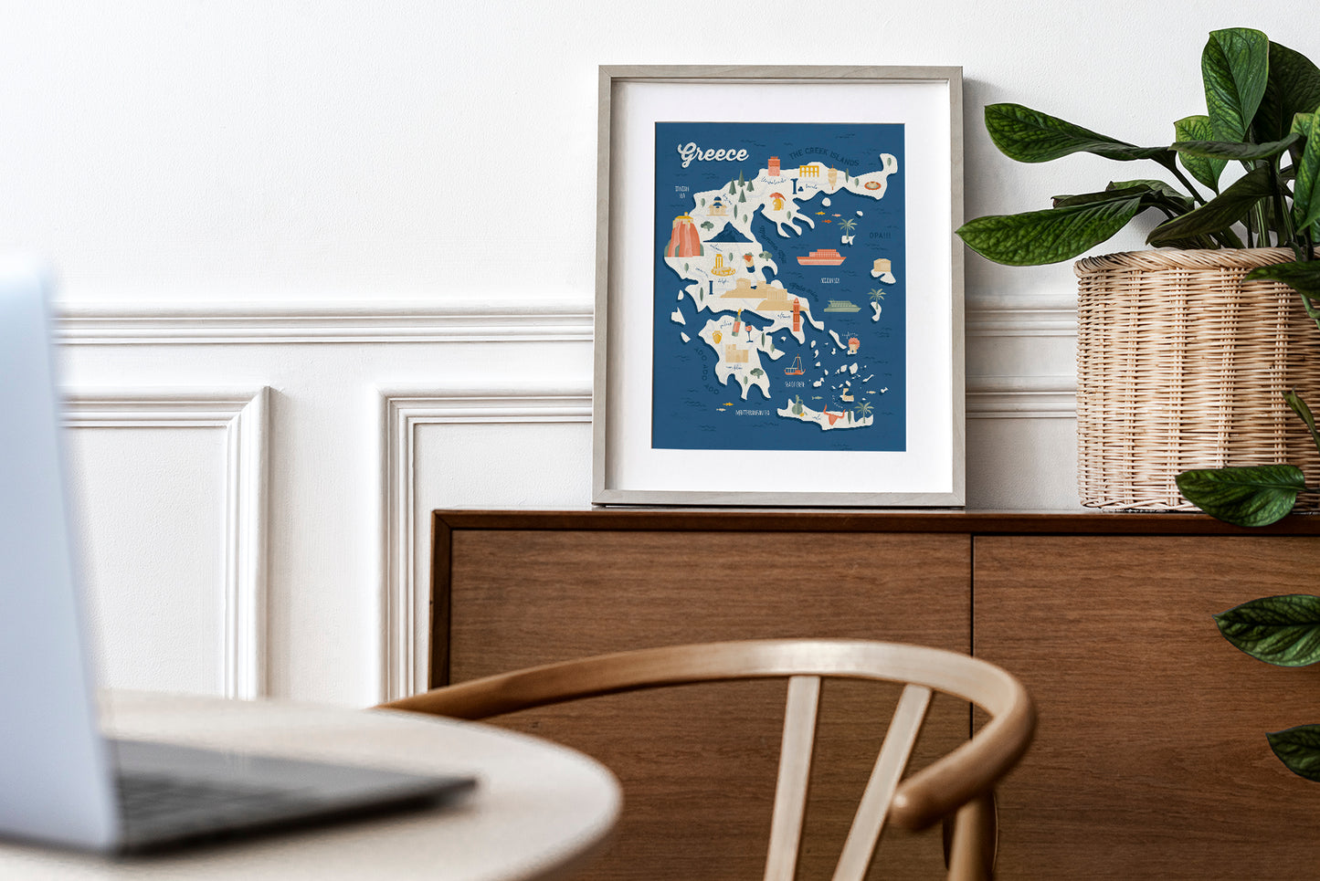 Greece Map Art Print / European Print / Greece Travel Poster Design / European Art / Map Wall Art Print / Gift for Travelers / Wall Decor