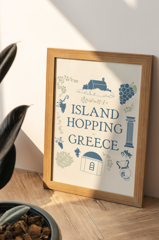 European Summer Travel Poster | Greece Travel Island Hopping in Greece Art Print