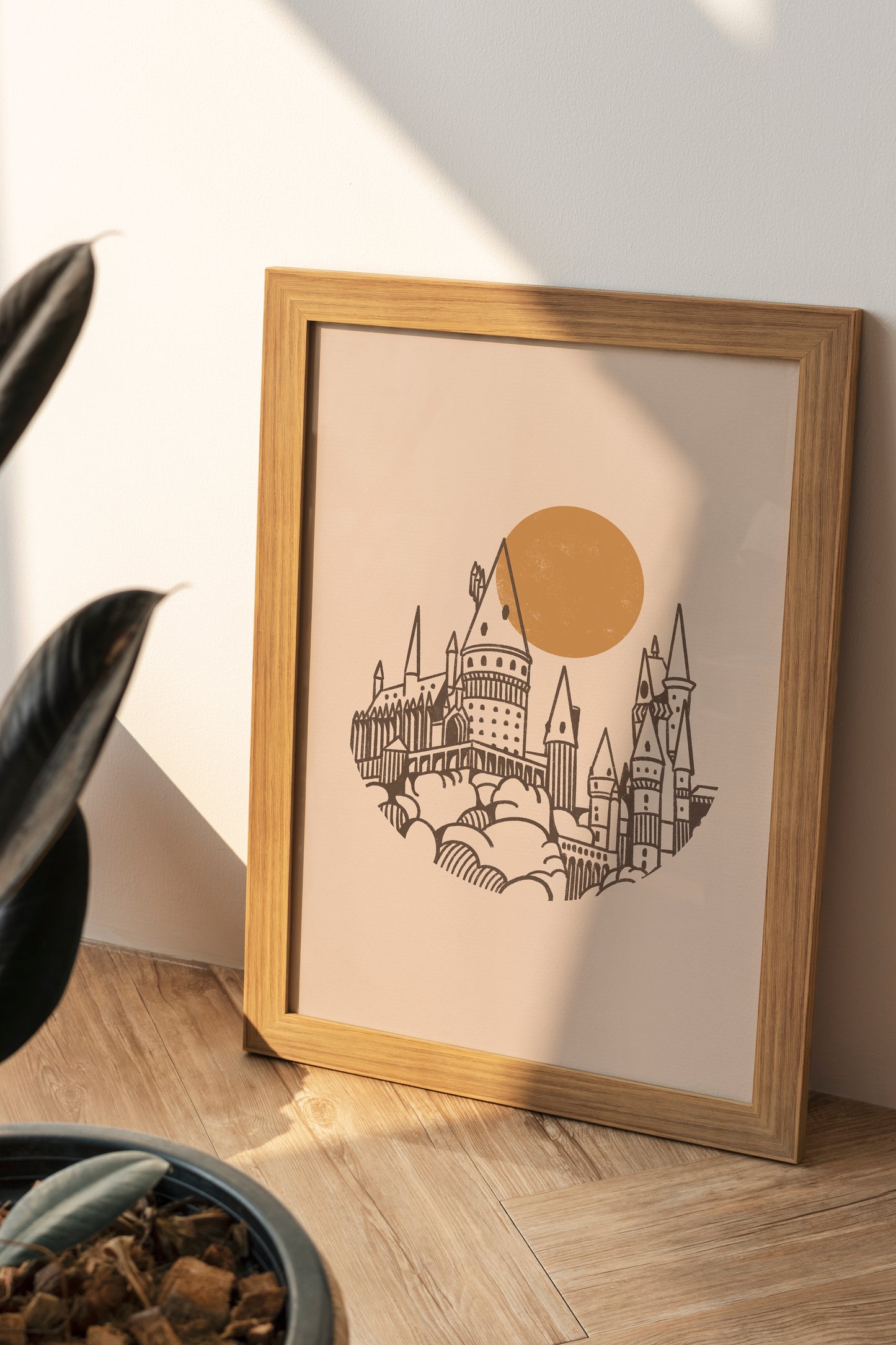 Wizard Locations Line Art Print | School of Witchcraft and Wizardry Castle Poster