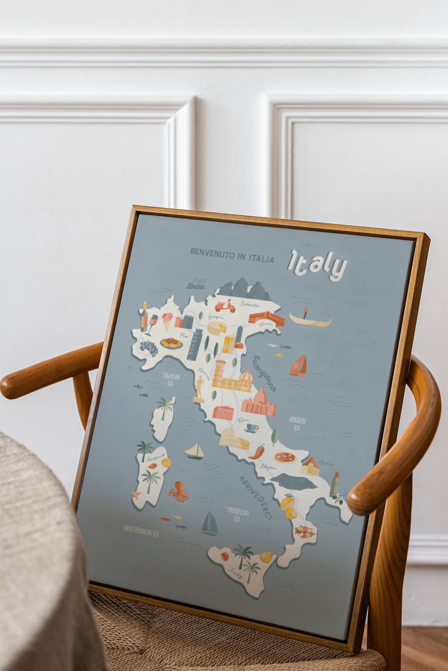 Italy Map Art Print / European Print / Italy Travel Poster Design / European Art / Map Wall Art Print / Gift for Travelers / Wall Decor