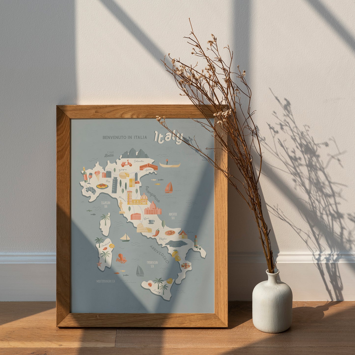 Italy Map Art Print / European Print / Italy Travel Poster Design / European Art / Map Wall Art Print / Gift for Travelers / Wall Decor