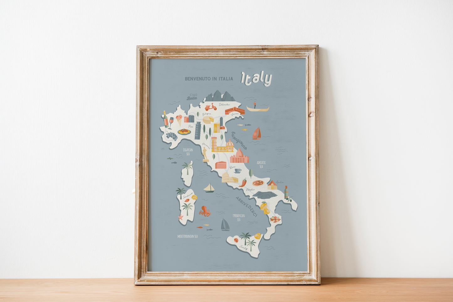 Italy Map Art Print / European Print / Italy Travel Poster Design / European Art / Map Wall Art Print / Gift for Travelers / Wall Decor