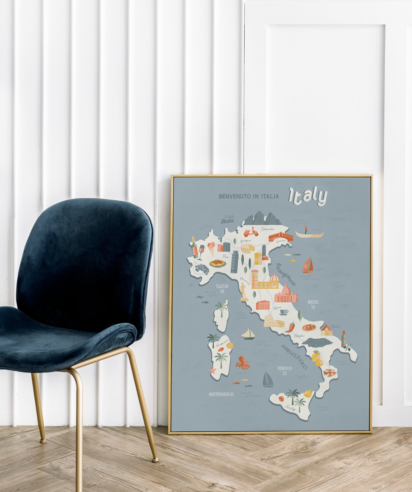 Italy Map Art Print / European Print / Italy Travel Poster Design / European Art / Map Wall Art Print / Gift for Travelers / Wall Decor