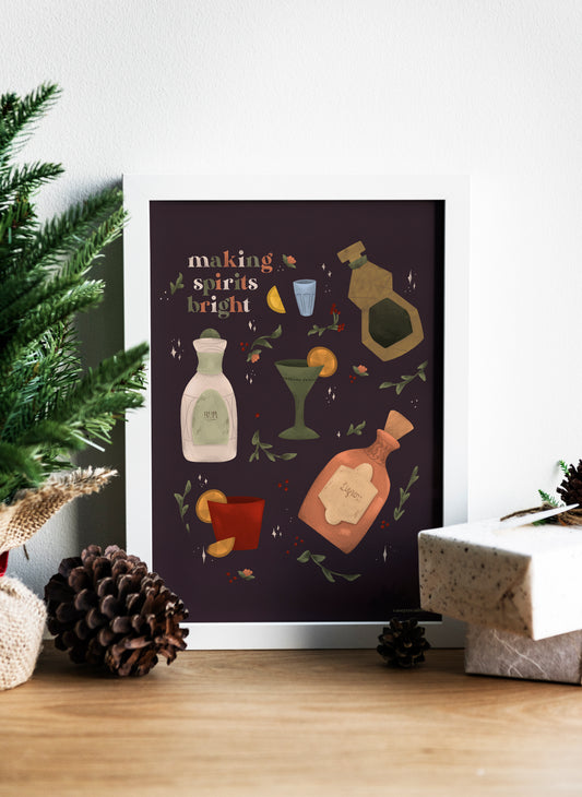 Christmas Poster - Making Spirits Bright | Holiday Quote Print