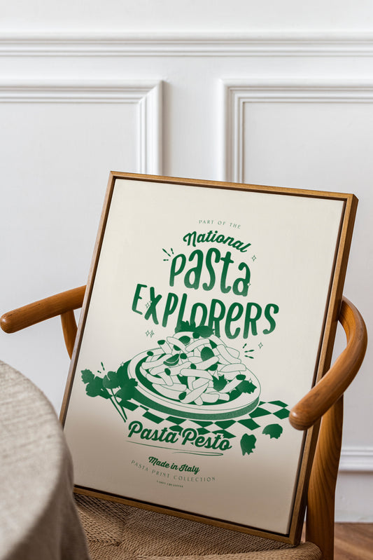 Retro Pasta Pesto Poster | Trendy Pasta Wall Decor