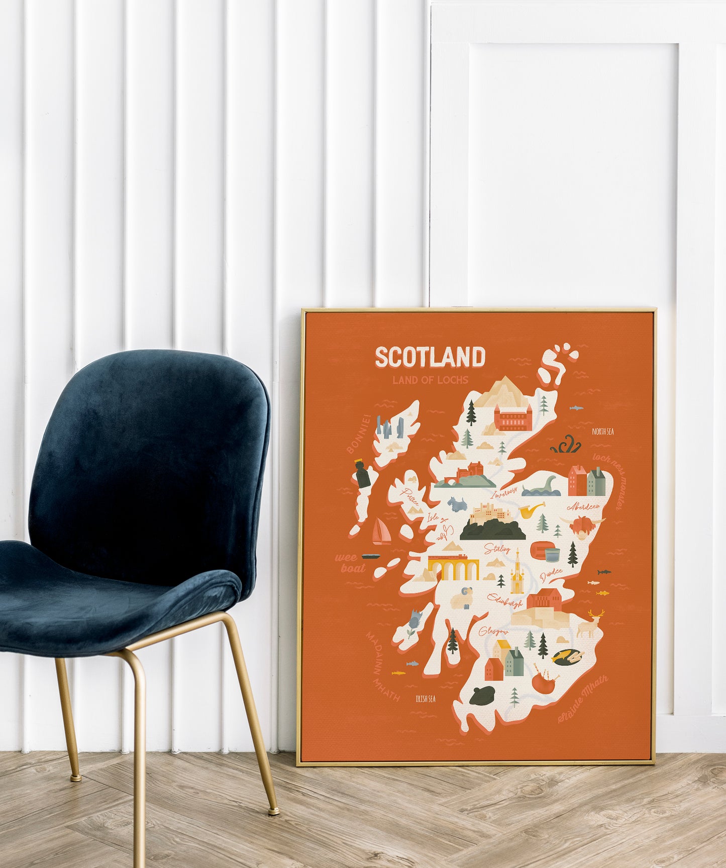 Scotland Map Art Print / Scotland Travel Poster Design / European Art / Map Wall Art Print / Gift for Travelers / Wall Decor