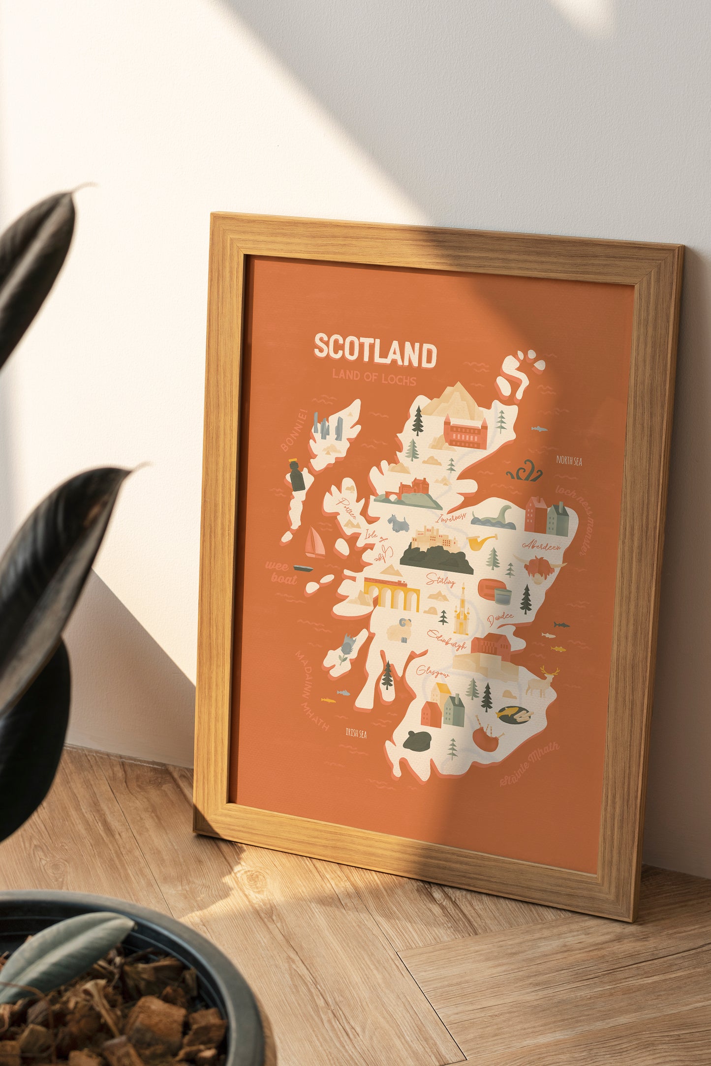 Scotland Map Art Print / Scotland Travel Poster Design / European Art / Map Wall Art Print / Gift for Travelers / Wall Decor