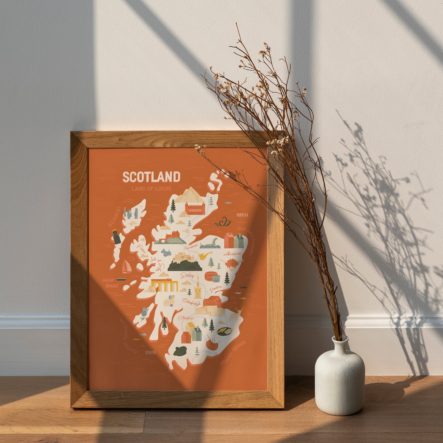 Scotland Map Art Print / Scotland Travel Poster Design / European Art / Map Wall Art Print / Gift for Travelers / Wall Decor