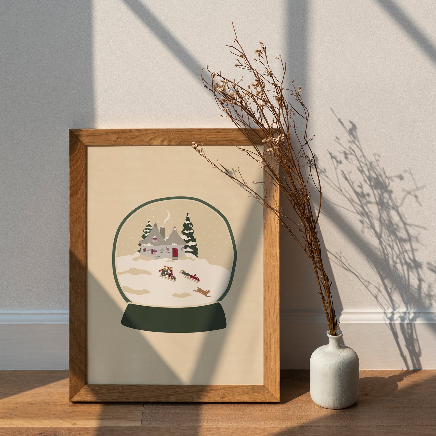 Wizards Christmas Poster | Sledding at Hagrids Snowglobe Print