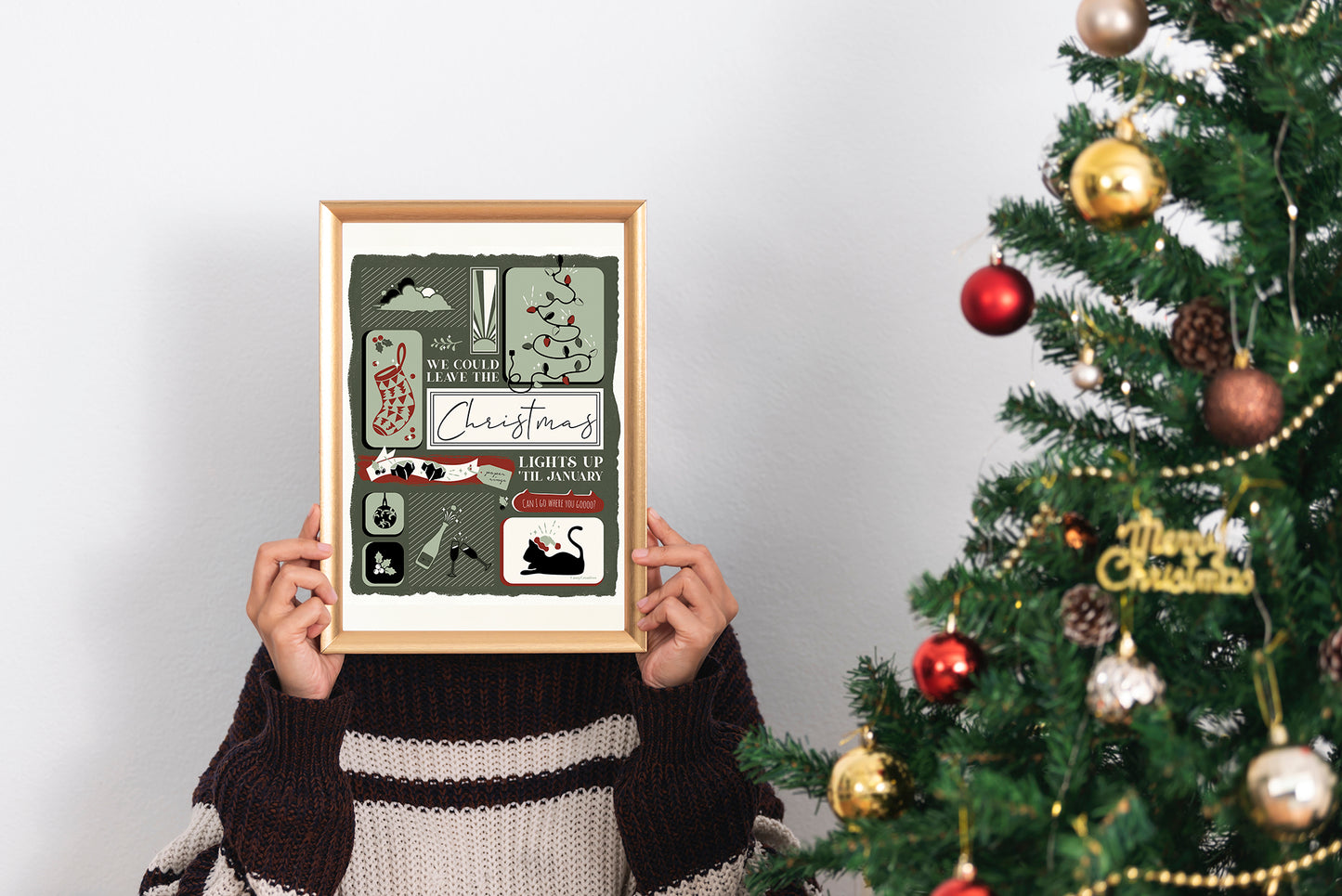 Illustrated Song Lyric Christmas Poster | Lover Print