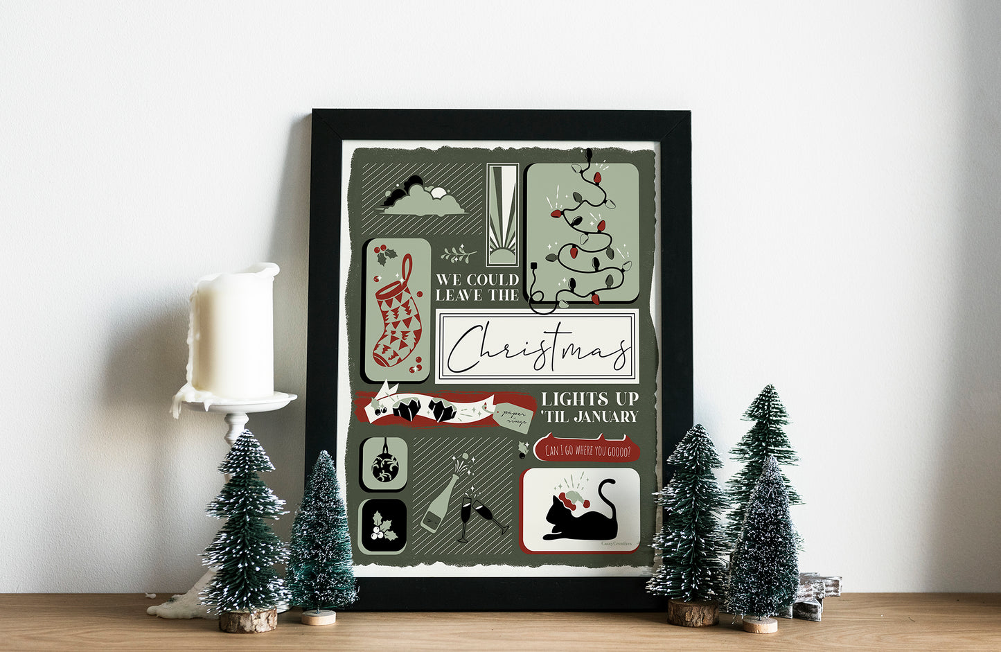 Illustrated Song Lyric Christmas Poster | Lover Print