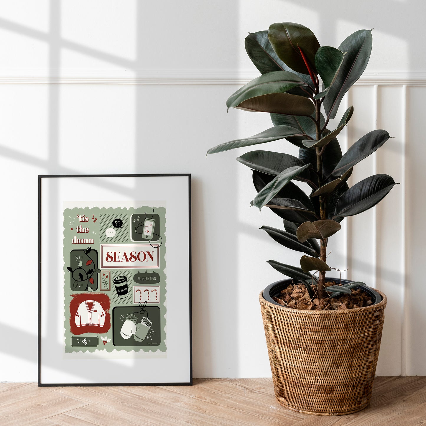 Illustrated Song Lyric Christmas Poster | Tis the Damn Season Print