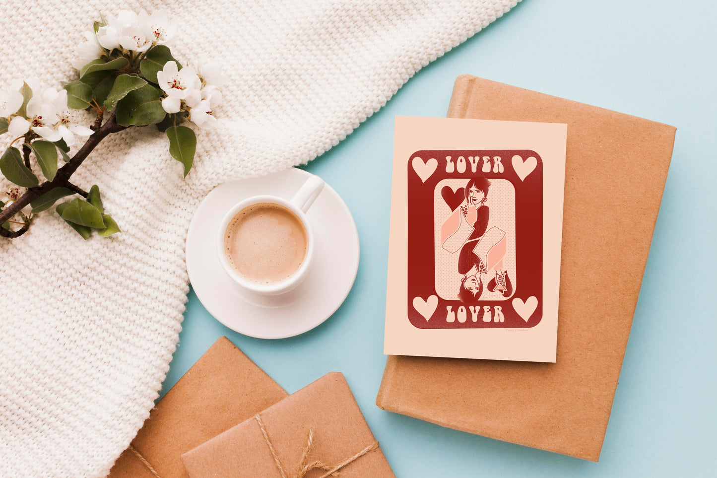 Valentines Postcard | Lover Retro Postcard | Queen of Hearts Design