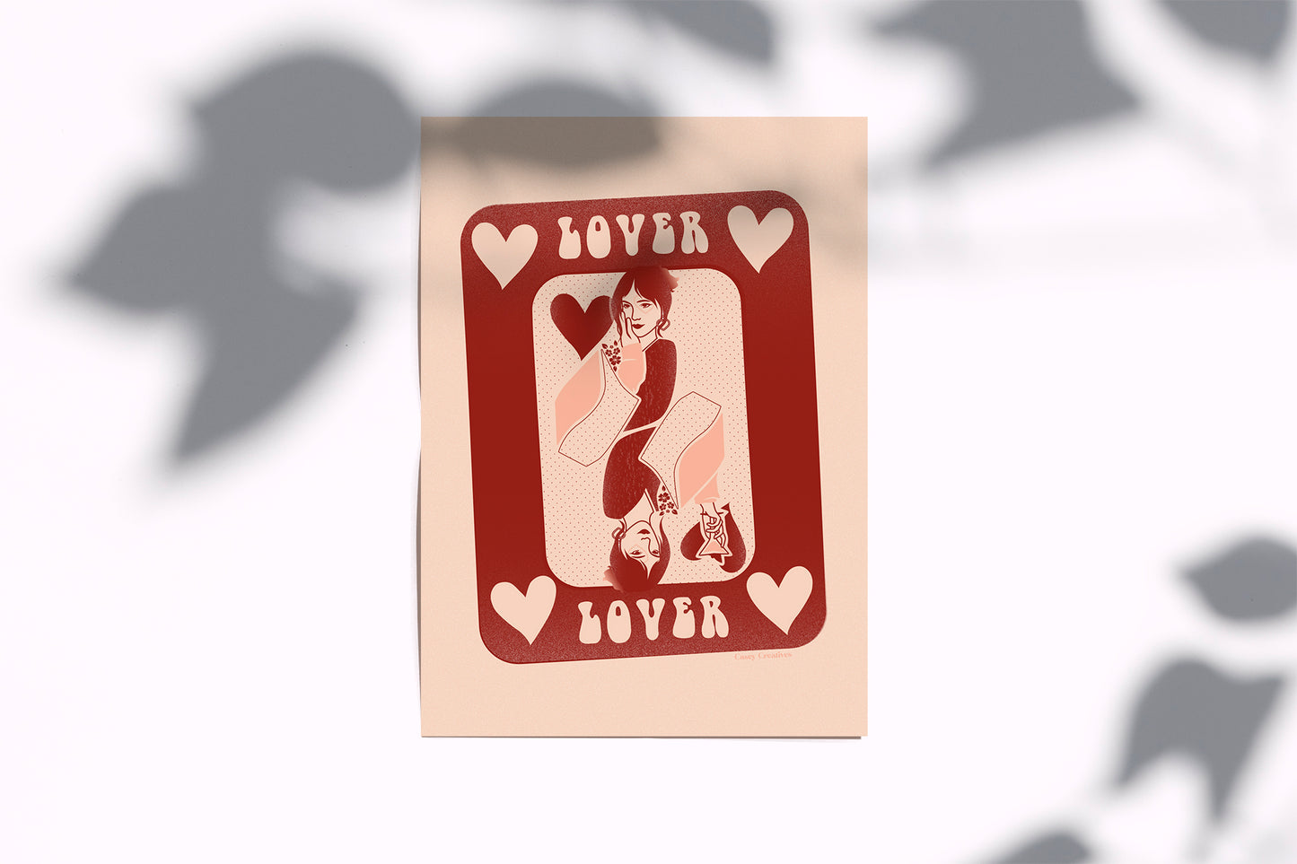 Valentines Postcard | Lover Retro Postcard | Queen of Hearts Design