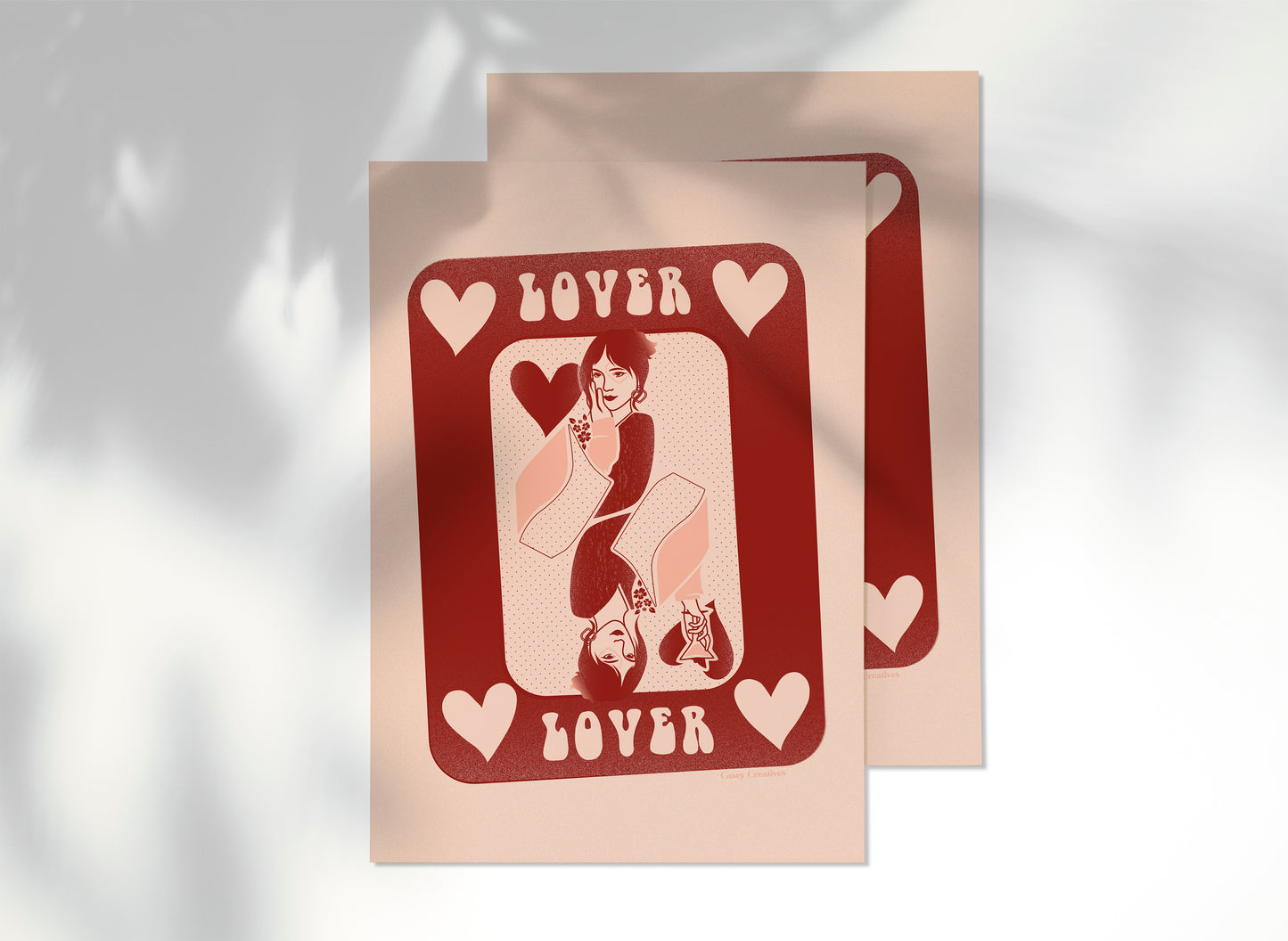 Valentines Postcard | Lover Retro Postcard | Queen of Hearts Design