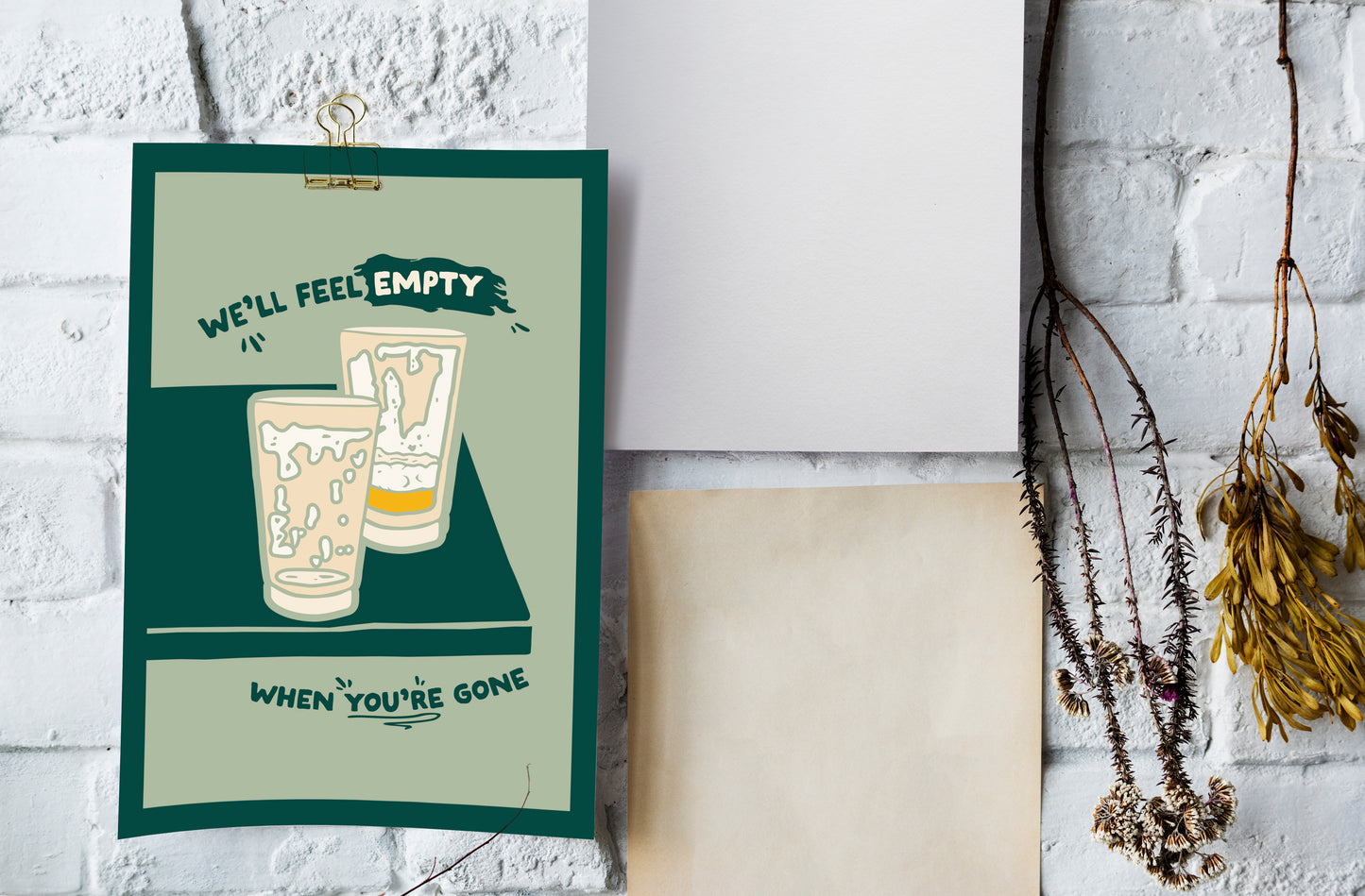 We'll Feel Empty When You're Gone Card | Greeting Card | Beer Illustration | Illustrated Greeting Card