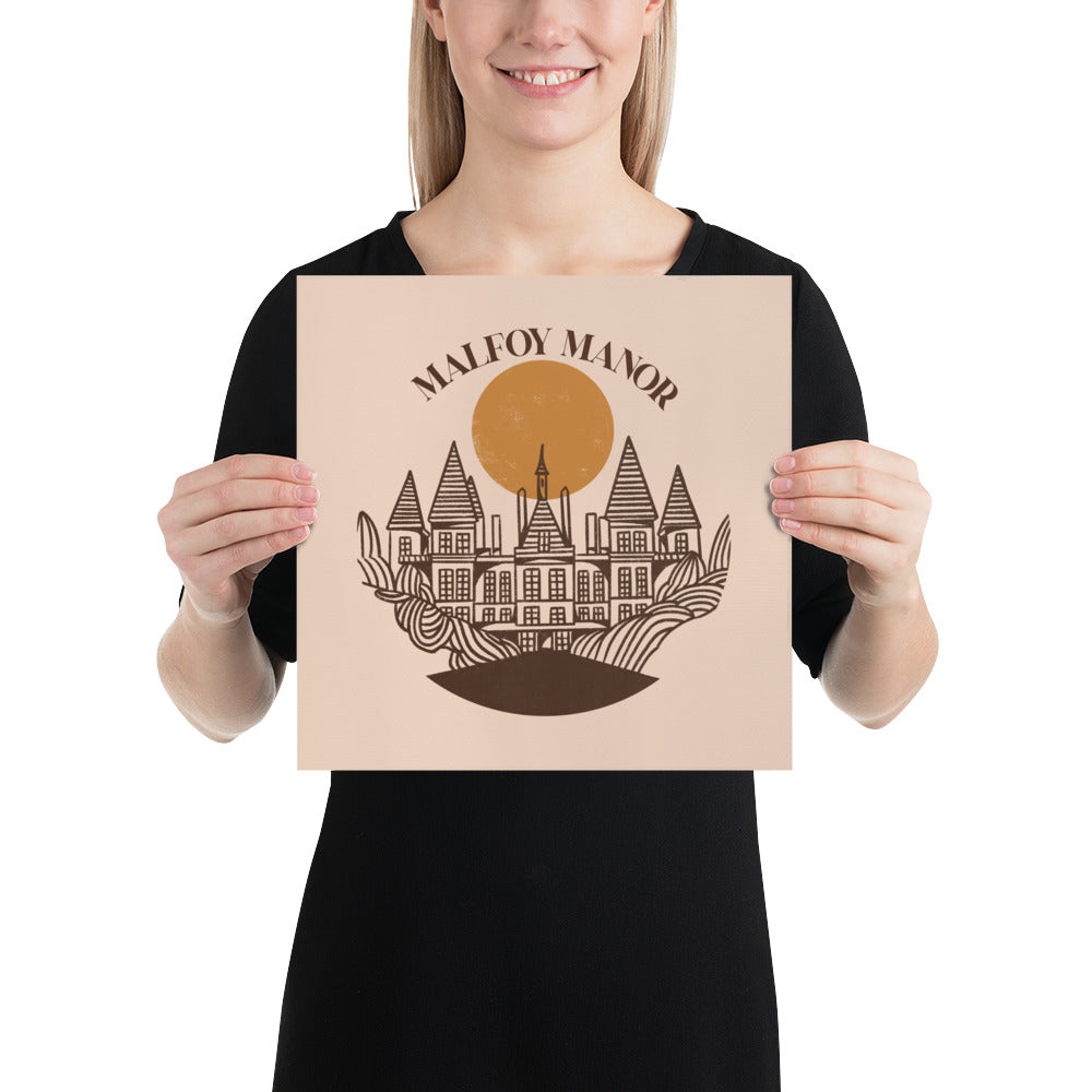 Wizard Locations Line Art Print | Malfoy Manor Poster