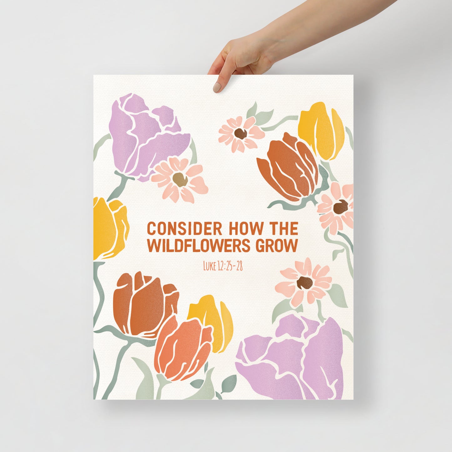 Spring Wildflower Art Print | Luke 12:25-28 Bible Verse Poster