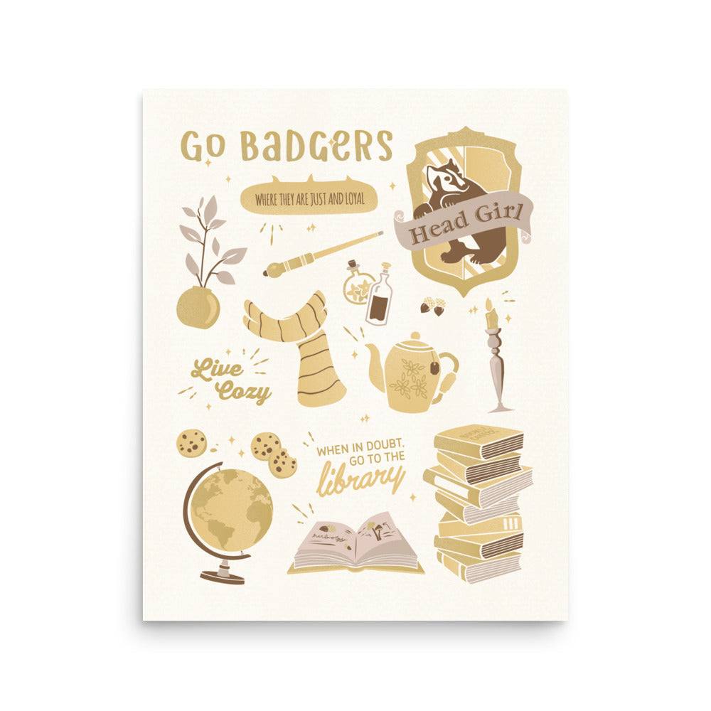 Wizard Houses | Go Badgers Poster | Head Girl Print