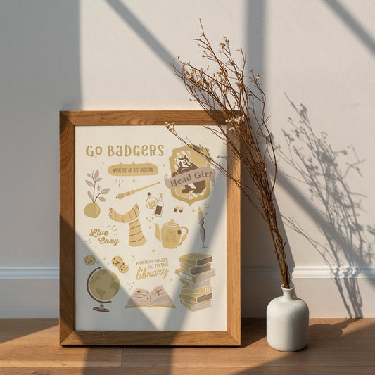 Wizard Houses | Go Badgers Poster | Head Girl Print