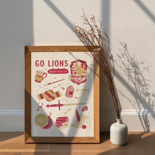 Wizard Houses | Go Lions Poster | Head Girl Print