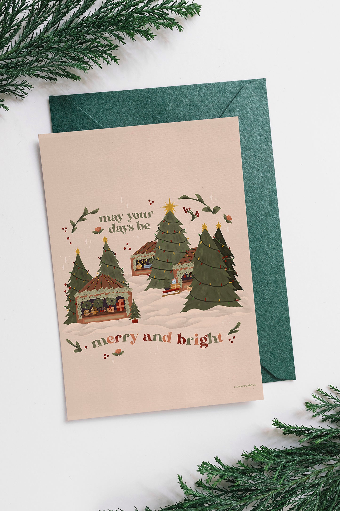 Christmas Card - Merry and Bright | Holiday Card