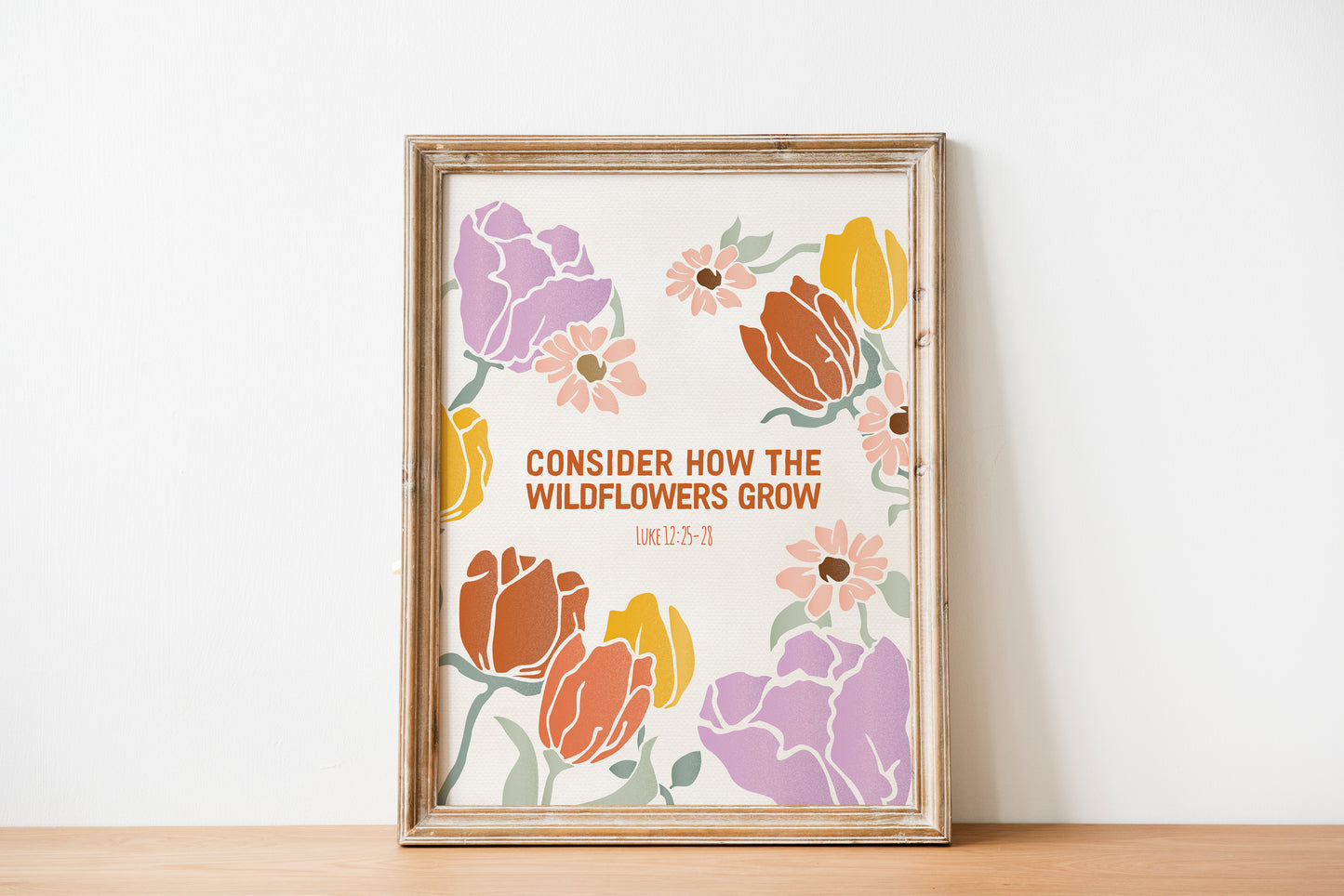 Spring Wildflower Art Print | Luke 12:25-28 Bible Verse Poster